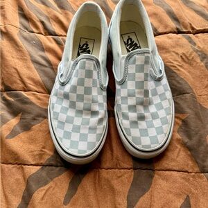 Vans Gray and White Checkered Slip On Men 5.5 Women 7